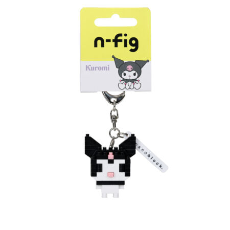 N-Fig Mini Keyring - Sanrio Kuromi - N-Fig moulded nanoblock-style keyring - Nanoblock micro-sized building block set
