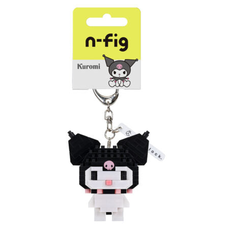 N-Fig Keyring - Sanrio Kuromi - N-Fig moulded nanoblock-style keyring - Nanoblock micro-sized building block set