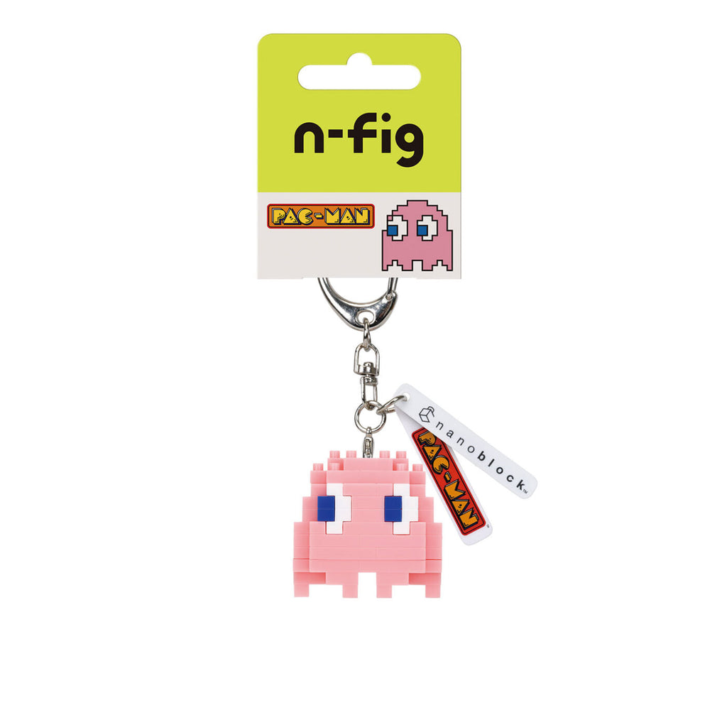 N-Fig Keyring - PAC-MAN Pinky - N-Fig moulded nanoblock-style keyring - Nanoblock micro-sized building block set