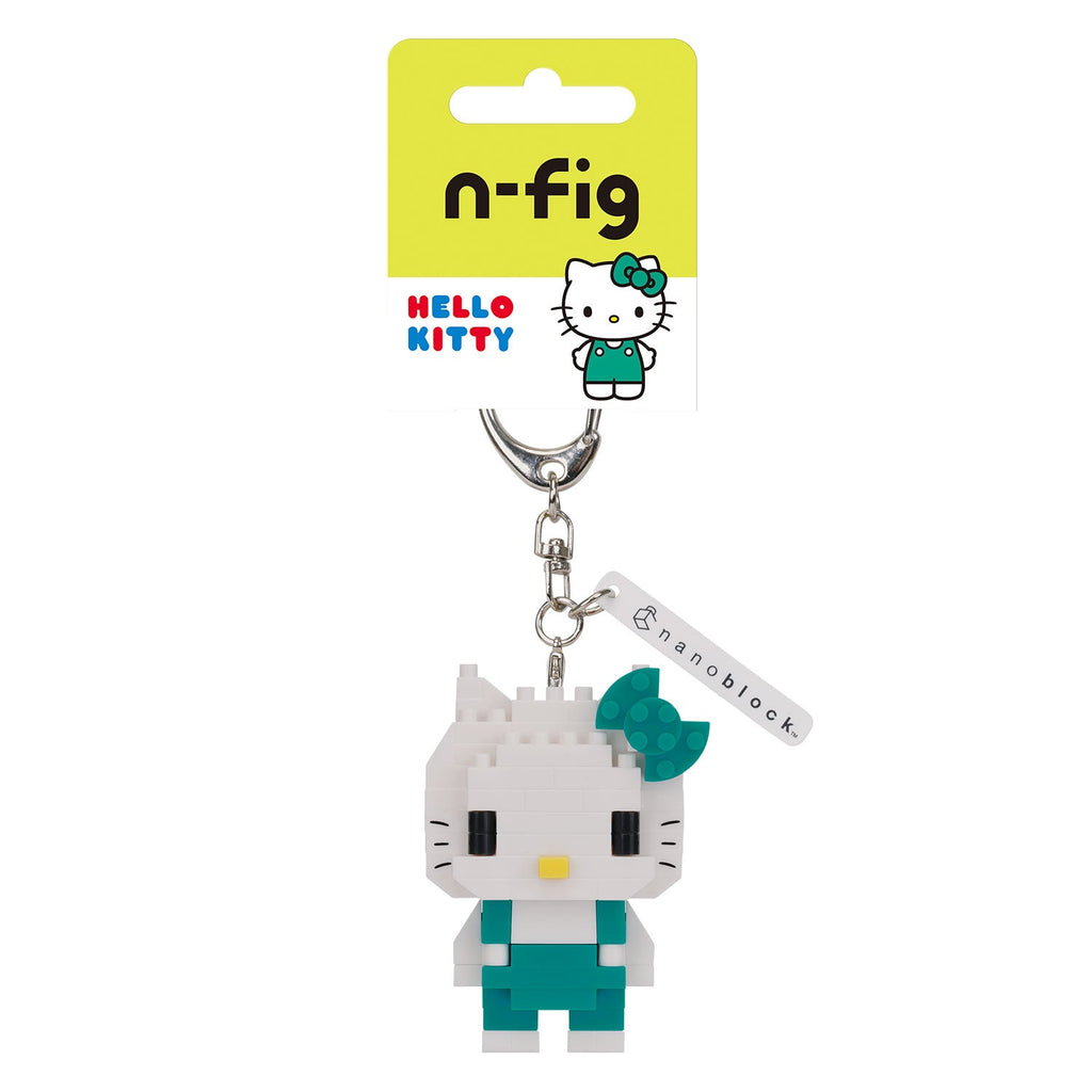 N-Fig Keyring - Sanrio Hello Kitty Green - N-Fig moulded nanoblock-style keyring - Nanoblock micro-sized building block set