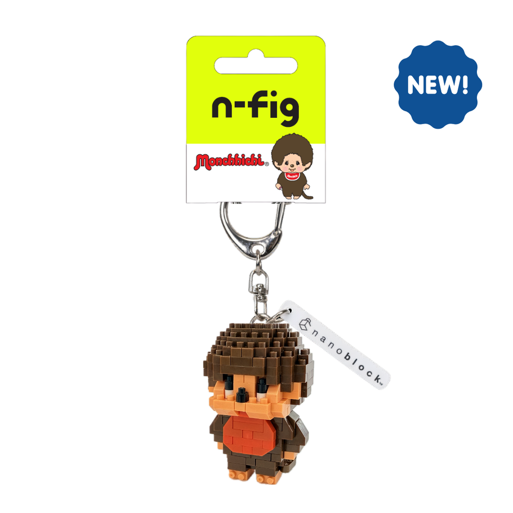 N-Fig Keyring - Monchhichi - N-Fig moulded nanoblock-style keyring - Nanoblock micro-sized building block set