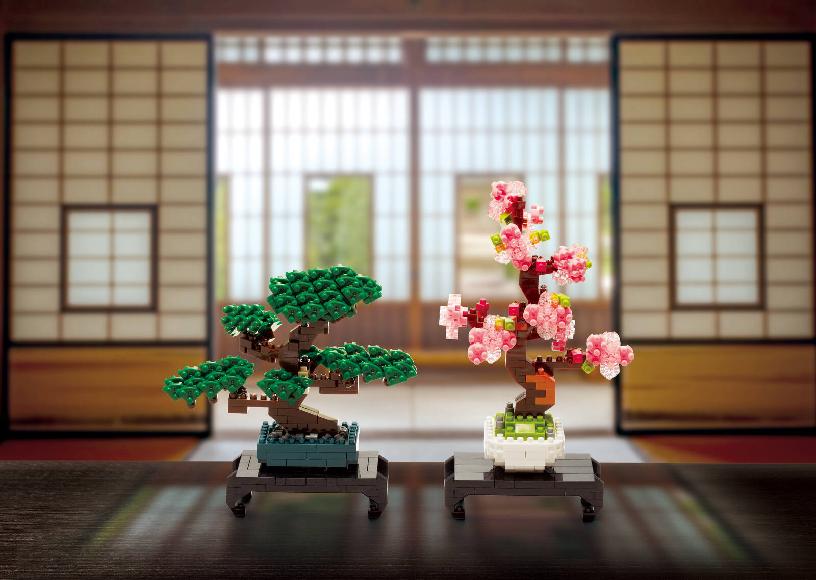 nanoblock bonsai pair in a Japanese room